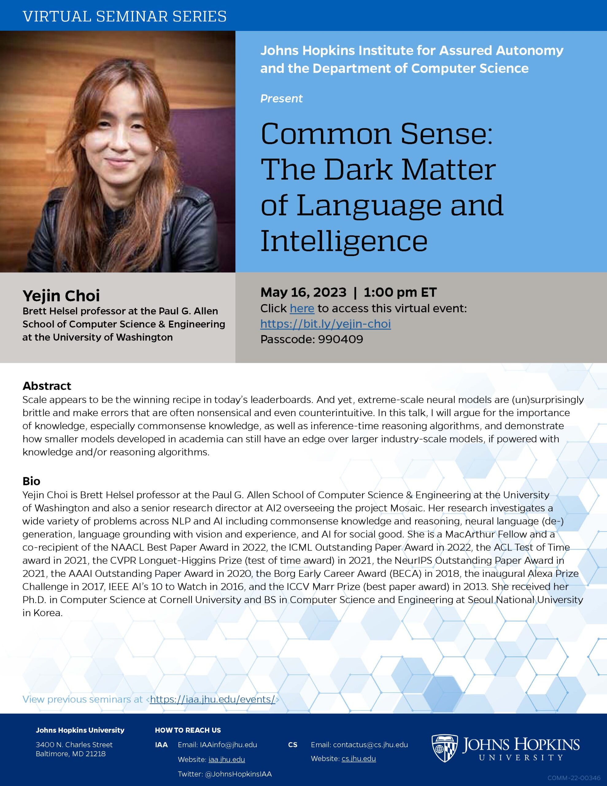 IAA Seminar Series - Yejin Choi, 